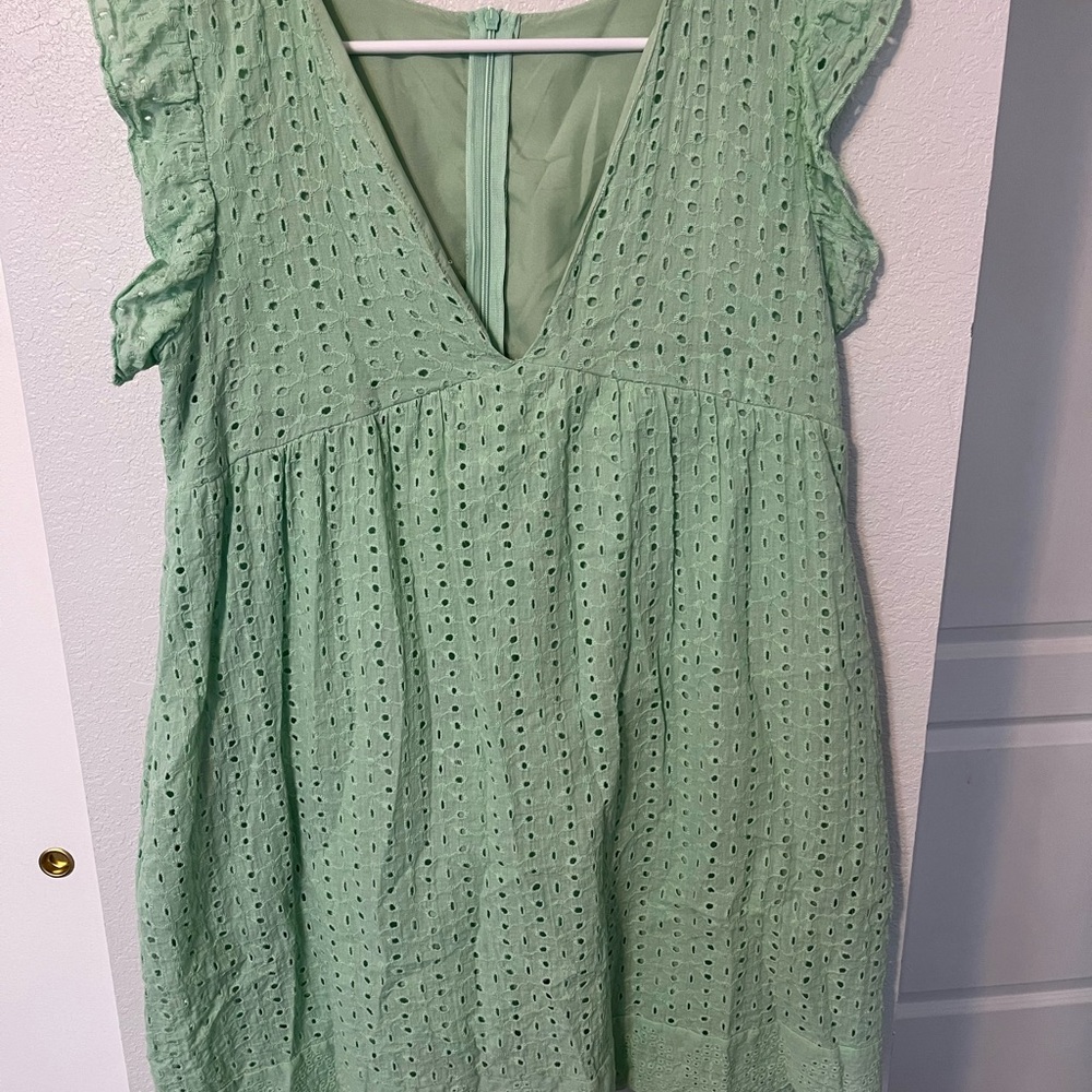 Mint Green Eyelet Dress/romper with built in shorts